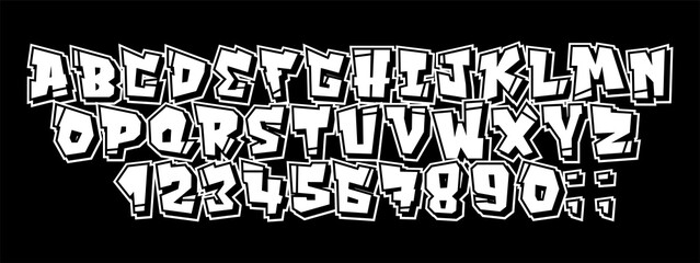 Vector graffiti and hip hop font 90s style. - 428173864