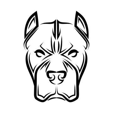 Black and white line art of pitbull dog head. Good use for symbol, mascot, icon, avatar, tattoo, T Shirt design, logo or any design you want.