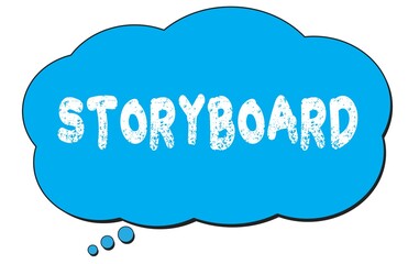 STORYBOARD text written on a blue thought bubble.