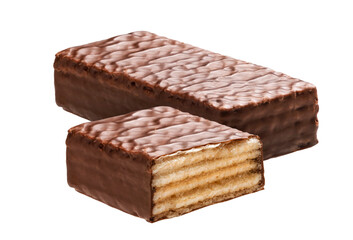 Waffle chocolate bar isolated on white background