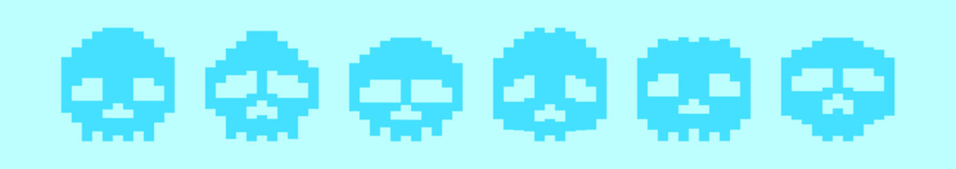 set of skull cartoon icon design template with various models. vector illustration isolated on blue background