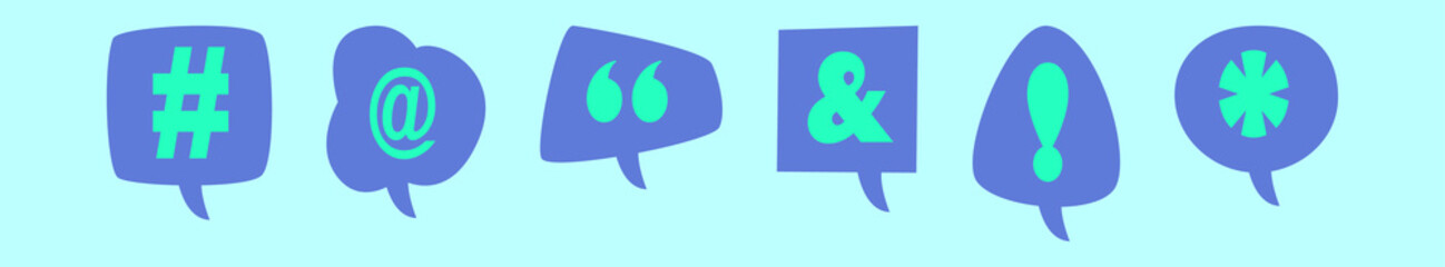 set of social media cartoon icon design template with various models. vector illustration isolated on blue background