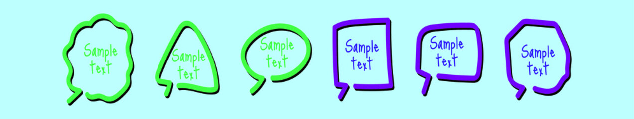 set of text box cartoon icon design template with various models. vector illustration isolated on blue background
