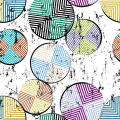 Gardinen seamless background pattern, with circles, stripes, paint strokes and splashes © Kirsten Hinte