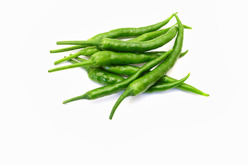 白背景の青唐辛子　コピースペースあり Green chili peppers (chile verde) on white background with copy space	