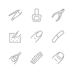 Set line icons of nails