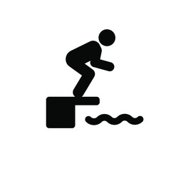 Man jumping over water vector icon.  Editable stroke. Linear style sign for use on web design and mobile apps, logo. Symbol illustration. Pixel vector graphics - Vector
