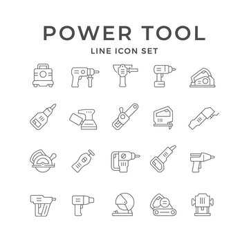 Set Line Icons Of Power Tool