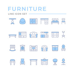 Set color line icons of furniture