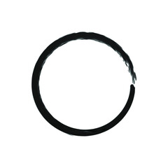 Vector zen circle, black brush stroke isolated on white background.

