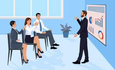 The business coach trains the company's employees.