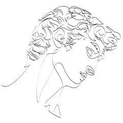 Man's head drawing with one continuous line, fashion concept, male beauty minimalist, vector illustration for t-shirt, print design, covers, web, tattoo