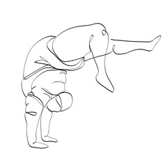 Plus size yoga woman. Abstract body positive female portrait, continuous line style. Minimalist fashion design, quick sketch, vector illustration for t-shirt, prints, covers, posters, logo, tattoo