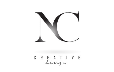 NC n c letter design logo logotype concept with serif font and elegant style vector illustration. - obrazy, fototapety, plakaty