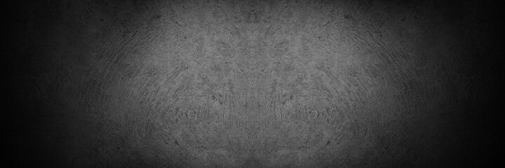 Old wall texture cement dark black gray panorama background abstract grey color design are light with white gradient background.