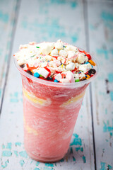Pinoy Summer Coolers-Desserts- Ice Scramble (Flavored Ice Shavings with milk, syrup, mallows and sprinkles)
