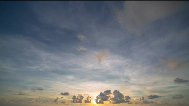 Sunset over sea Time lapse video 4K. Nature video High quality footage.Scene of Colorful romantic sky sunset with Changing the color of the sky background. time lapse day to night in travel concept.