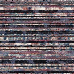 Seamless grungy ethnic collage line stripe pattern. High quality illustration. Tribal inspired intricate and highly textured stripes interspersed with patterned stripes. Chaotic montage design.