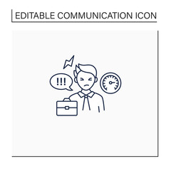 Ineffective communication line icon.Uncontrolled emotions.Stressful situation. Emotional overwhelmed. Emotional pressure. Communication barriers concept. Isolated vector illustration.Editable stroke