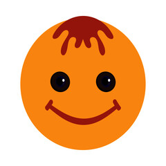 a cheerful, smiling face. icon. on-screen companion. isolated round yellow icon on the display. a positive emotion. children's poster, sticker, toy.