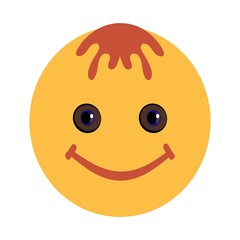 a cheerful, smiling face. icon. on-screen companion. isolated round yellow icon on the display. a positive emotion. children's poster, sticker, toy.