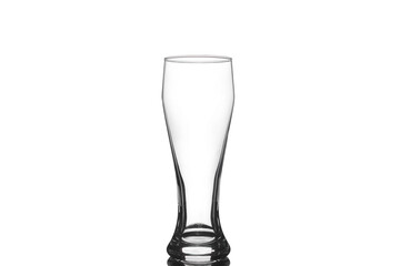 Empty beer glass on a white background. Isolated.