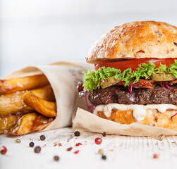 Close-up of home made burgers