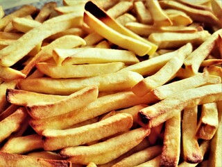Fast food, French fries cooked at home in aerogrill