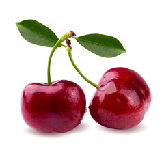 Cherry isolated on white background. Sweet cherries With clipping path