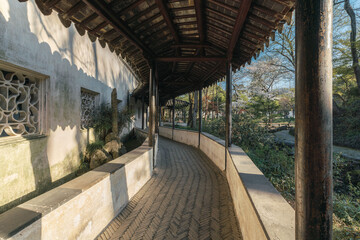 Architecture, buildings and landscapes of Suzhou Humble Administrator's Garden, the most famous Chinese classic garden in Suzhou, China