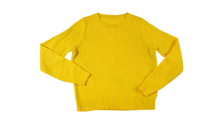 Yellow sweater shirt blouse, Yellow fleece sweatshirt isolated over white, Blank yellow sweater mock up isolated on a white background