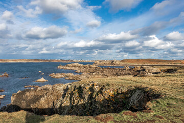 Ouessant, island of Ushant in Brittany, french rocky coastline in northern France, Finistere department, Europe