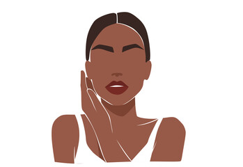 Modern young woman portrait, contemporary female face. Trendy fashion illustration, abstract minimalist style.