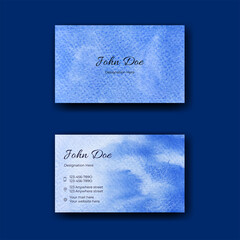 Elegant blue abstract watercolor business card