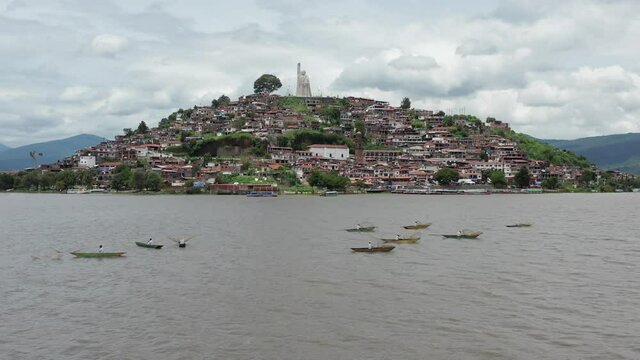 DRONE SHOT AT JANITZIO ISLAND IN MICHOACAN