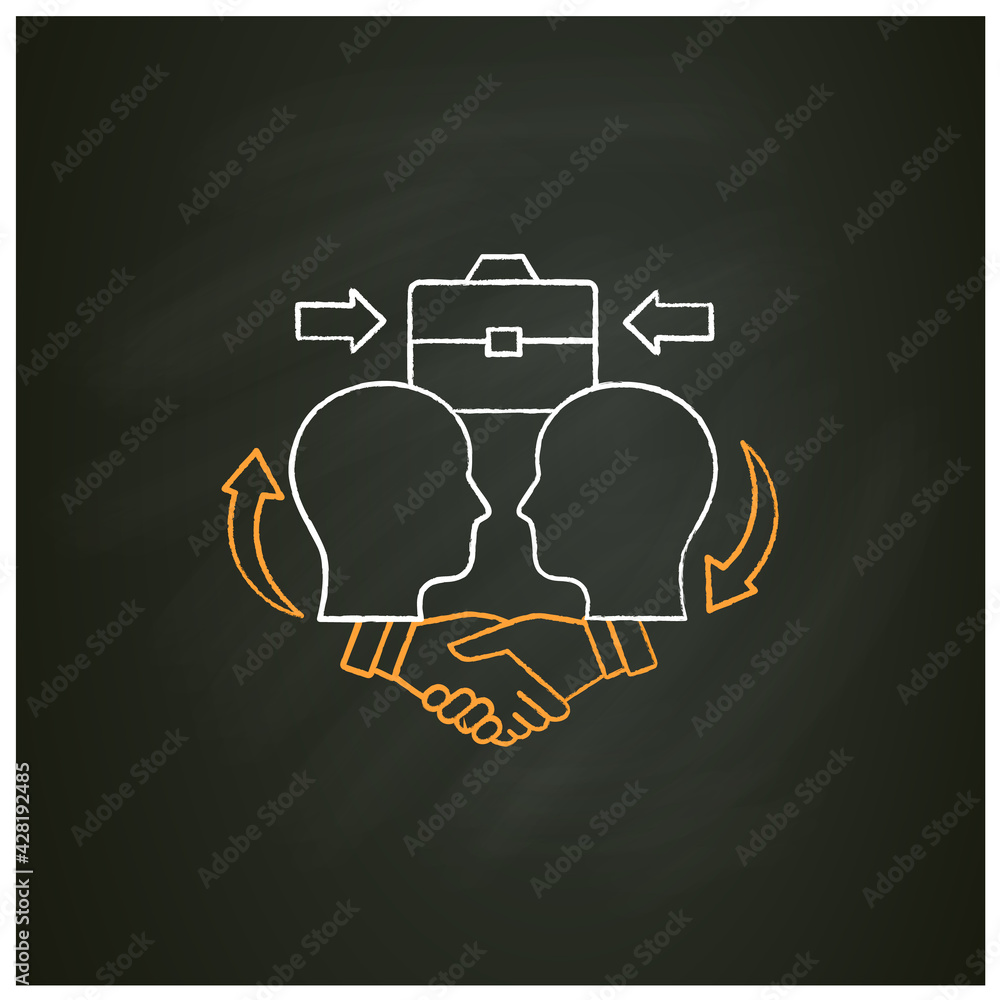 Poster collaborating chalk icon.showing respect. dispute resolution. friendly atmosphere. communication con