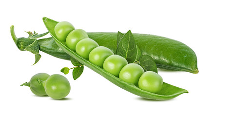 Green peas isolated on white background