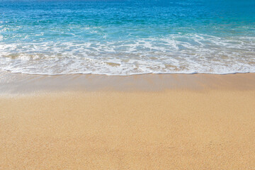 Santa Maria Beach, Cabo San Lucas, Mexico. Different stages of the fantastic ocean waves. Rocky and sandy beach.