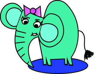 giant fat elephant in female eye with bow