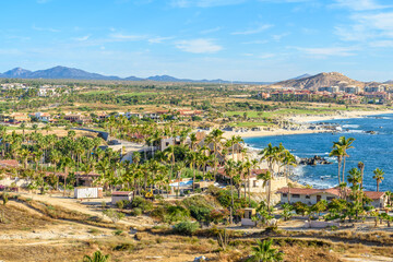 View at coastal line and ocean in Mexico.
