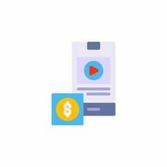 Video monetization icon in flat style. Vector icon illustration
