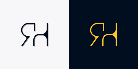 Minimalist abstract initial letters RH logo.