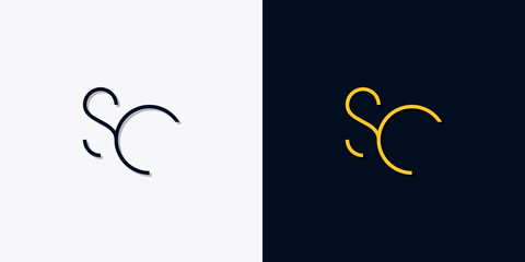 Minimalist abstract initial letters SC logo. - obrazy, fototapety, plakaty