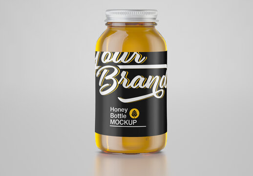 Honey Glass Jar with Spoon Mockup