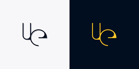 Minimalist abstract initial letters UE logo.