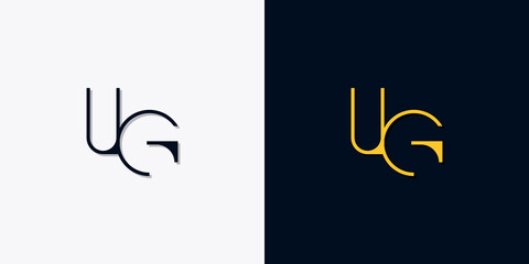 Minimalist abstract initial letters UG logo.
