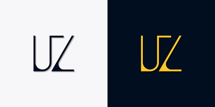 Minimalist abstract initial letters UZ logo.