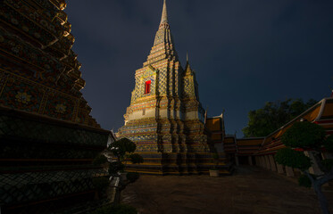 Wat Pho temple in the night light 