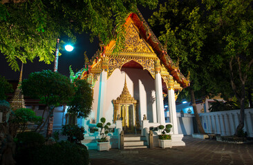 asian temple at night