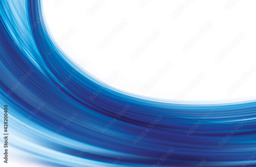 Poster 3d rendering of abstract blue waving curves on white background for a copy space